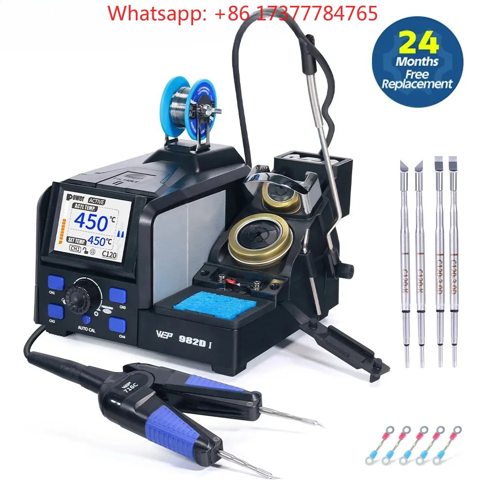 Precision Soldering Station with Tweezers 4 Preset Channel Rework Station for Micro Components 2Pcs C120-IS Cartridge
