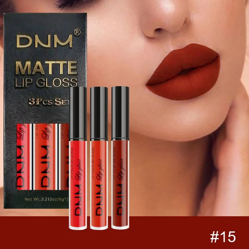 3 pz/set Rossetto Liquido Impermeabile di Lunga Durata Cosmetico Nero Blu Viola Verde Opaco Lip Gloss Nude Lip Tint Macchia Trucco