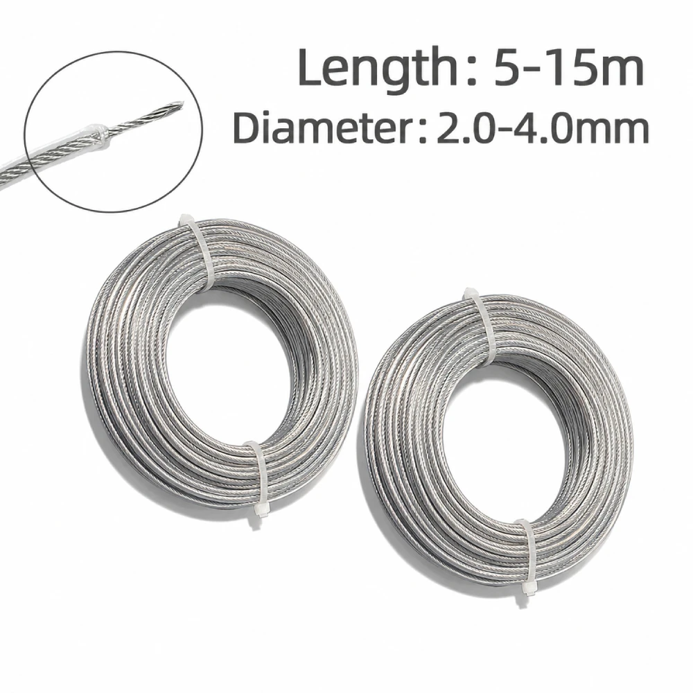 Hilo de nailon con núcleo de acero para desbrozadora 2.0/3/4.0mm, cuerda duradera para cortacésped, accesorios para desmalezar el jardín