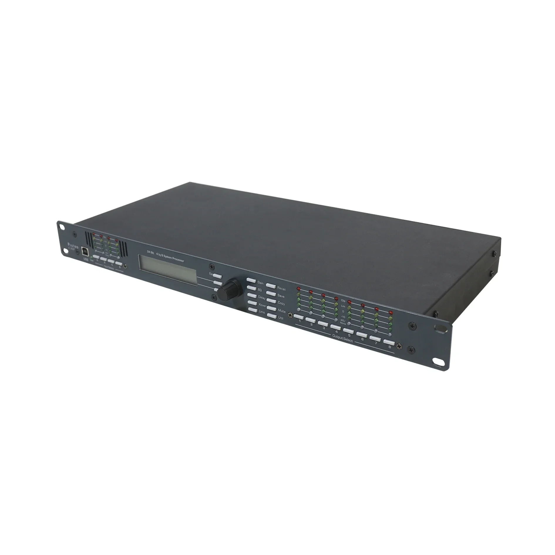 

4 Input, 8 Output Digital Speaker Processor With XLR Speaker Interface And 48 KHz Sampling Frequency