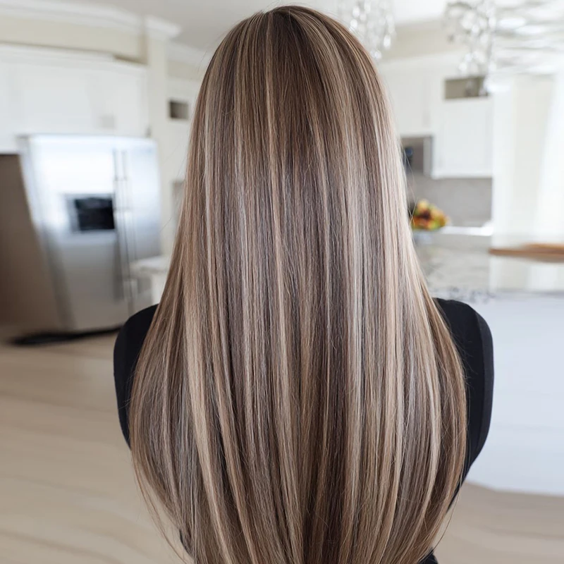 

Парик из натуральных бразильских волос, 200 плотности, цветной, с прозрачной HD-основой, с оттенками 60 серого, длинный, прямой, предварительно проработанный, с эффектом причесок на корнях