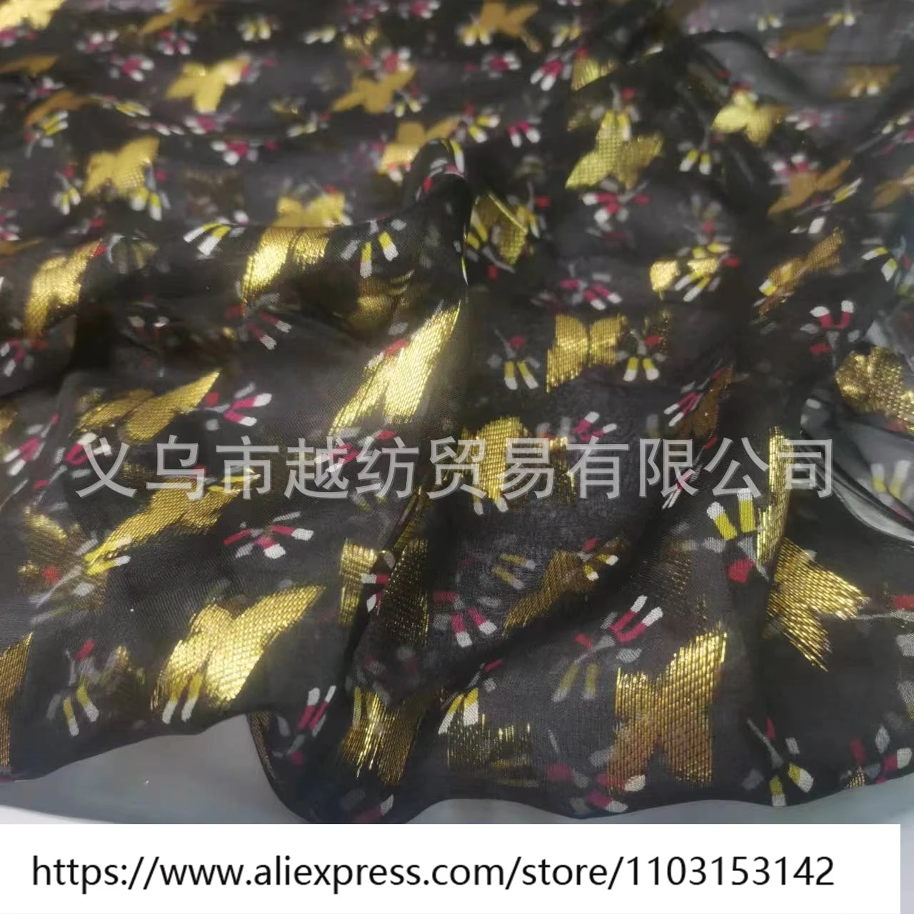 Zomer lichte en enigszins transparante zijden chiffon bedrukte geweven smalle stof 6momme jurk sjaal