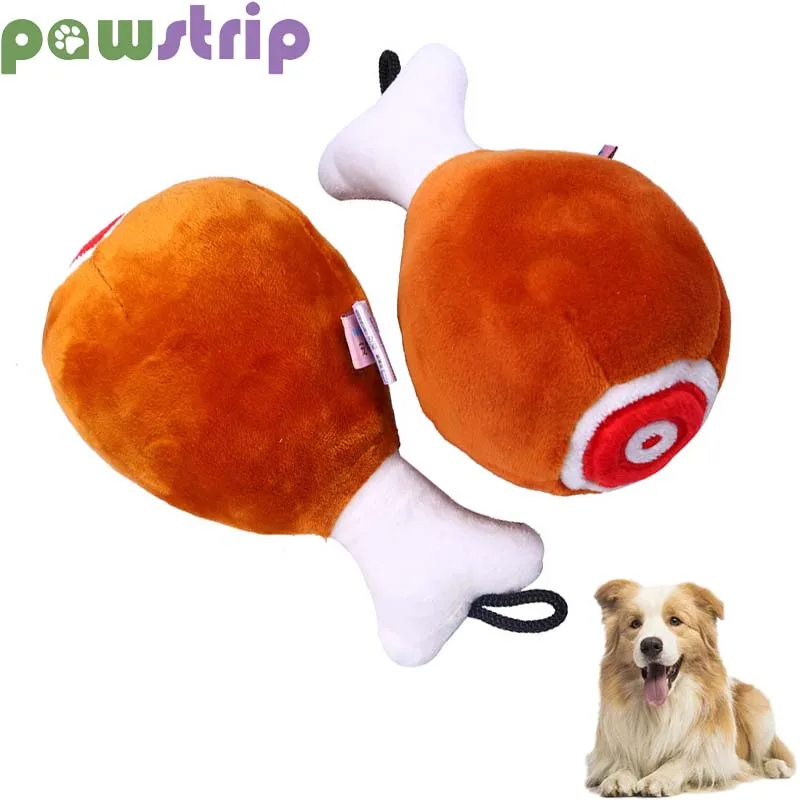 

Pet Dog Toys Simulation Chicken Leg Squeak Toy Bite Resistant Plush Puppy Chew Toy Pet Teeth Cleaning Playing Interactive Toys