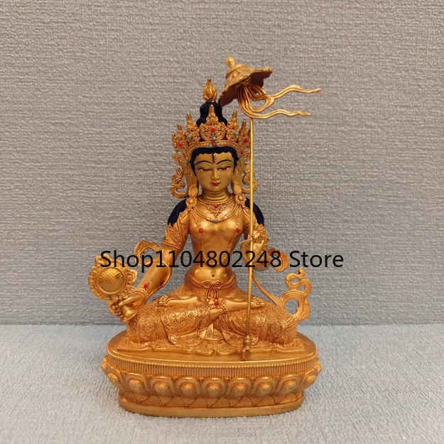 15CM Tibet Ushnisha Sitatapatra Goddess Mother Buddha Copper Statue