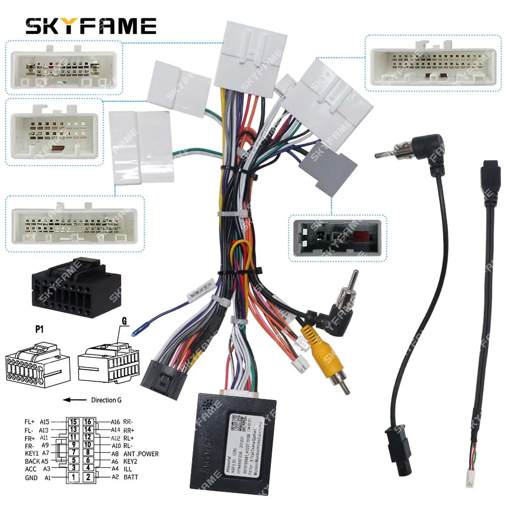 SKYFAME Car 16pin Wiring Harness Adapter Canbus Box Android Radio Power Cable For Nissan X-trail Qashqai Rogue Teana NSF2.20