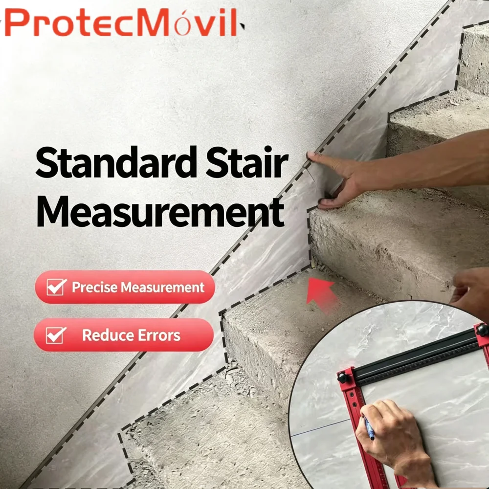 Skirting Marking Ruler, Stair Tread Gauge Professional Tile Cutter, Precise Measuring Tool for Stair Side Panel Ceramic Tile