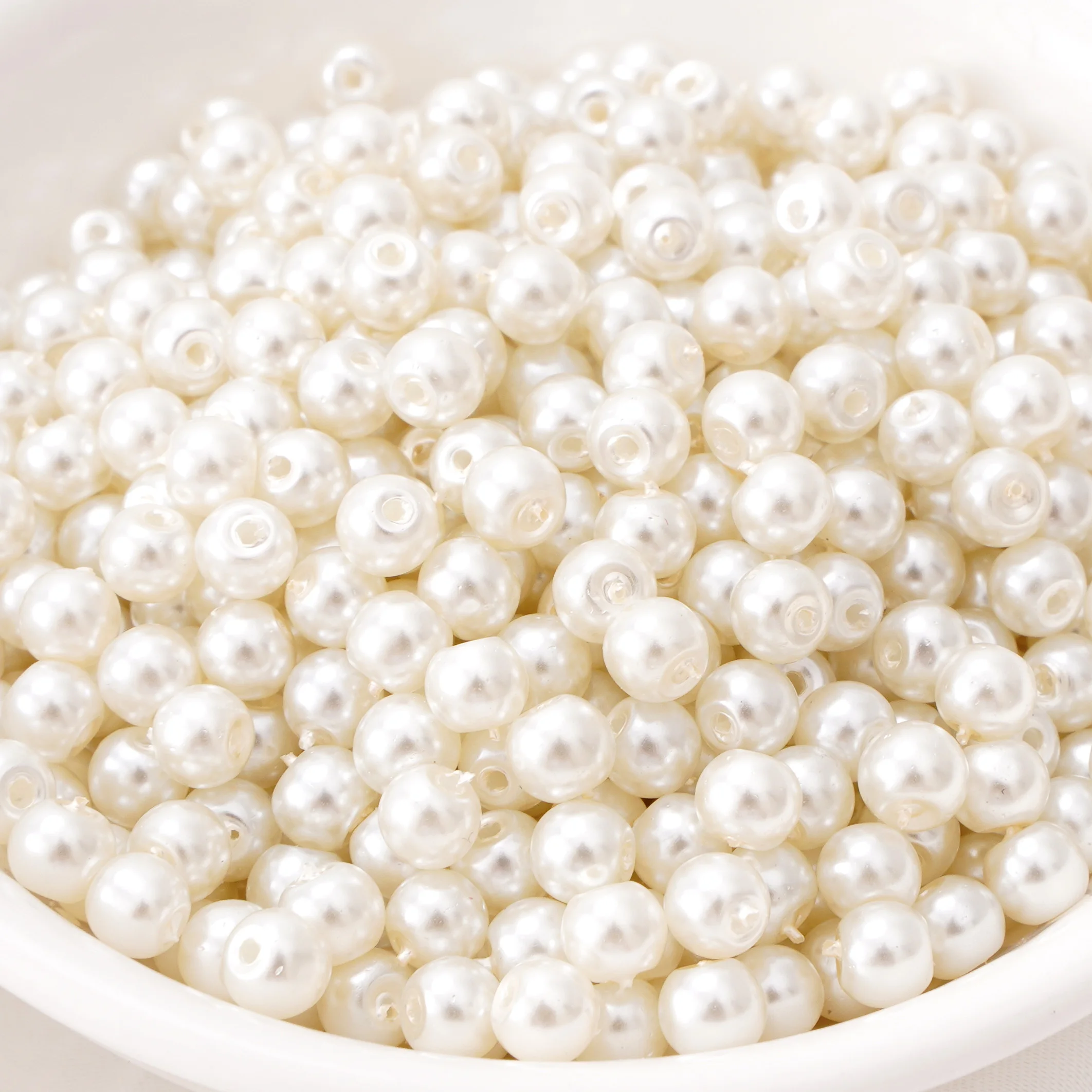 50Pcs 3/4/5mm Ivory/White Glass Pearl Beads Spacer Round Beads For Jewelry Making DIY Handmade Bracelets Necklace
