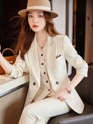 Autumn Suit Women's 2023 New British Style Fashion Temperament Wide-leg Pants Female Splicing Western Korean Leisure Two-piece