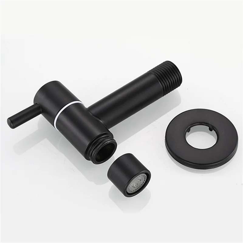 ABGR-3X Mop Sink Faucet 304 สแตนเลสห้องน้ําก๊อกน้ําเครื่องซักผ้าสวนกลางแจ้งเดี่ยวน้ําเย็น Tap (สีดํา)