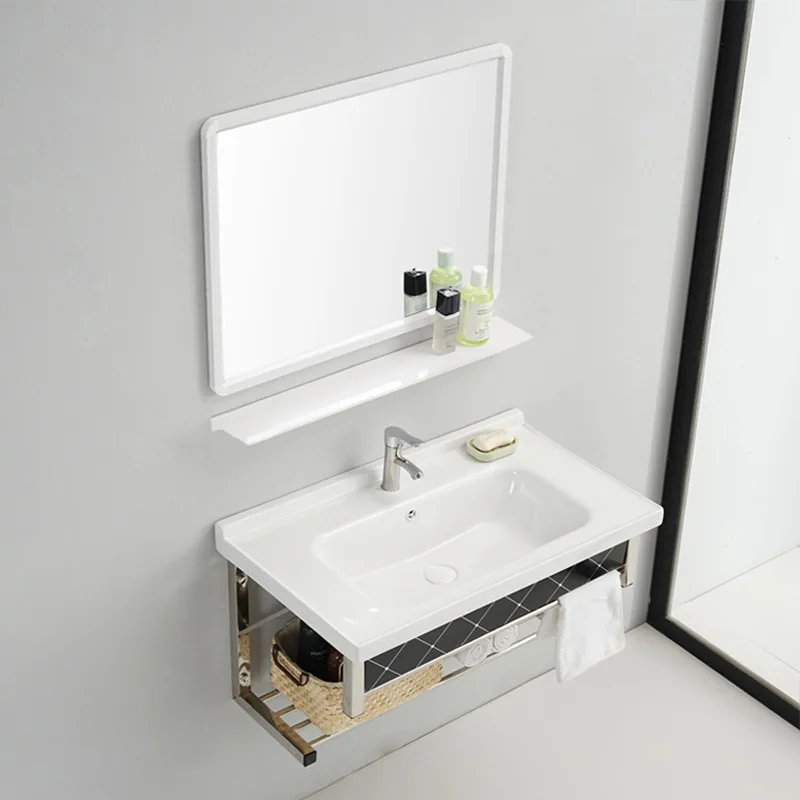 

Bathroom washbasin simple wall-mounted bracket rock combination household ceramic