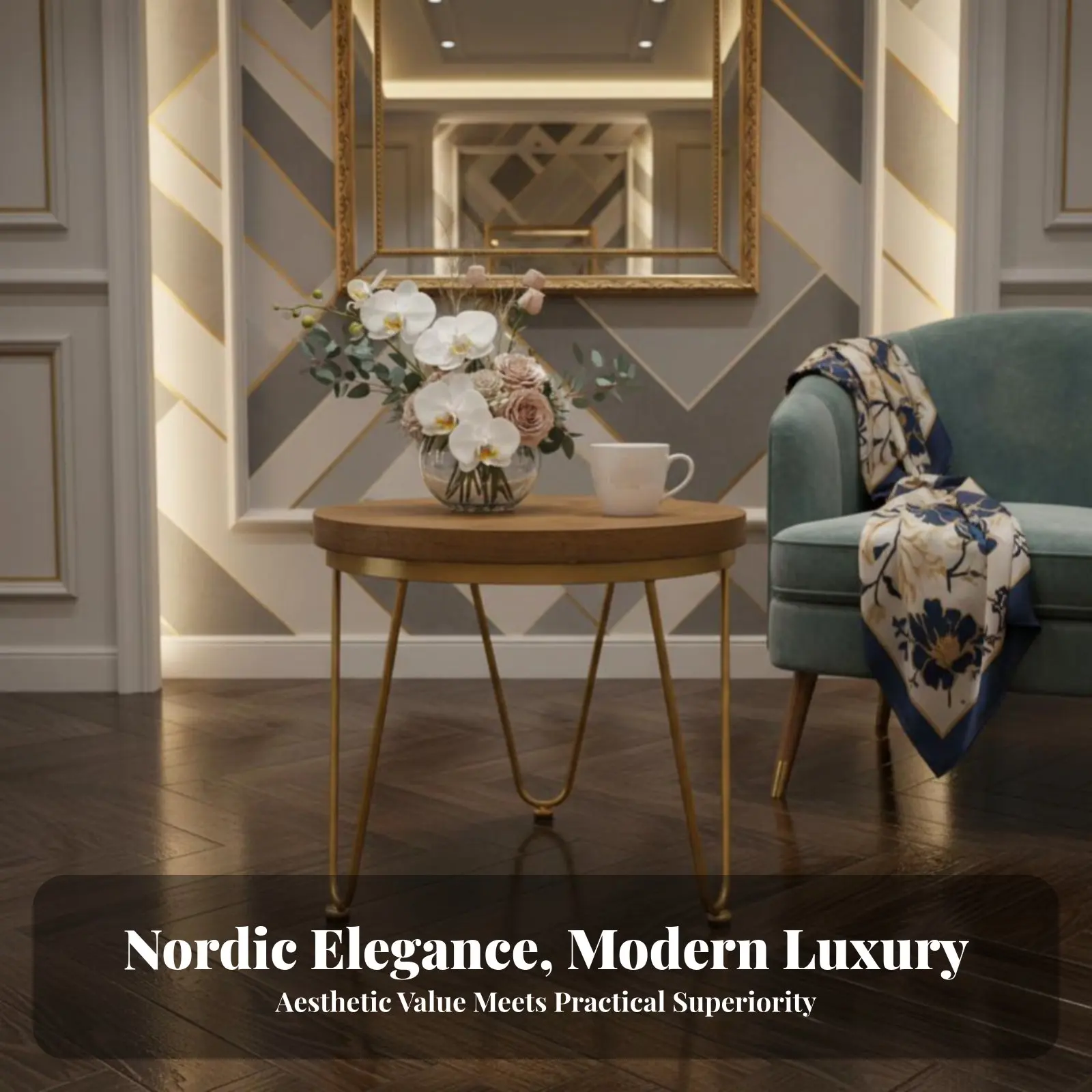 

Circular Table with 2 Upholstered Chairs Nordic Design Indoor Furnishing Light Luxury Modern Design for Two People