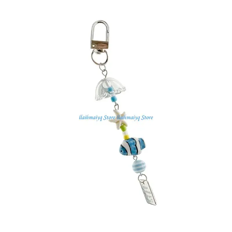 573B Handmade Wind Ceramic Fish Keychain Phone Lanyard Hanging Ornament Gift