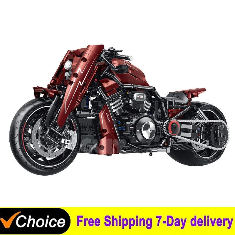 

1:5 Technical Dark Racing Modification Motorbike Building Block Set Bricks Classic Motorcycle Model Desktop Ornament Gifts Kids