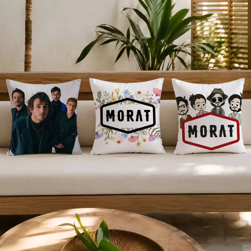 music band m-morat Cushion Cover Double-Sided Plush Sofa Cushion Covers Organic Breathable Invisible Zipper