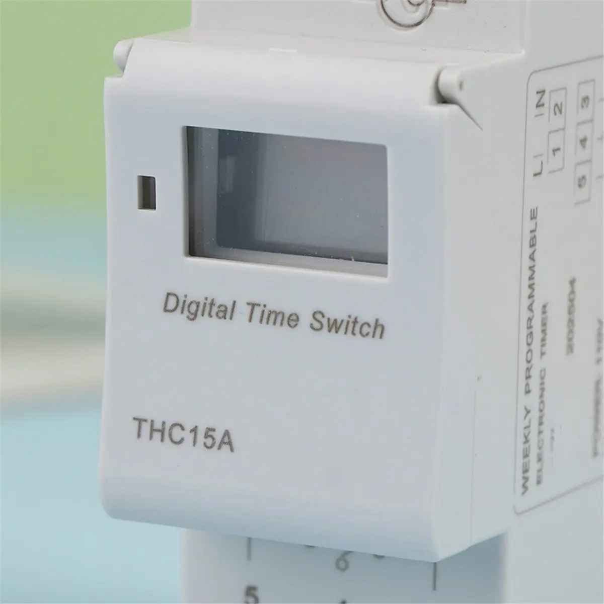【Newest AT03】1pc Din Rail Electronic Timer, 110V, Digital Programmable, Switch Relay Control, 8A to 16A, Model: THC15A.