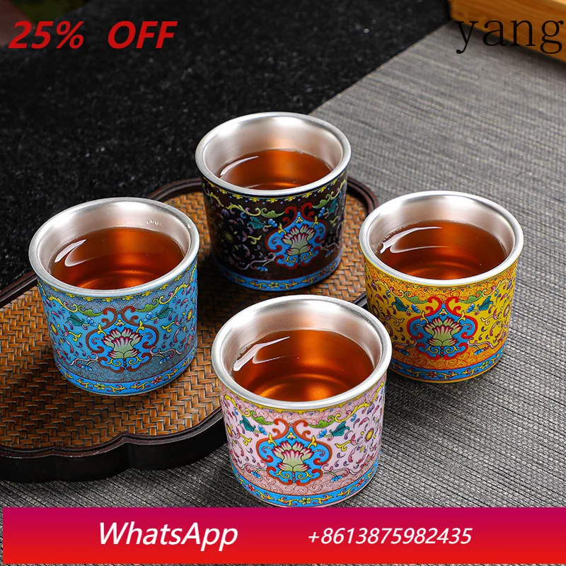 

Tea cup enclosure stove ice tea ceramic silver cup kung fu tea set owner cup gift