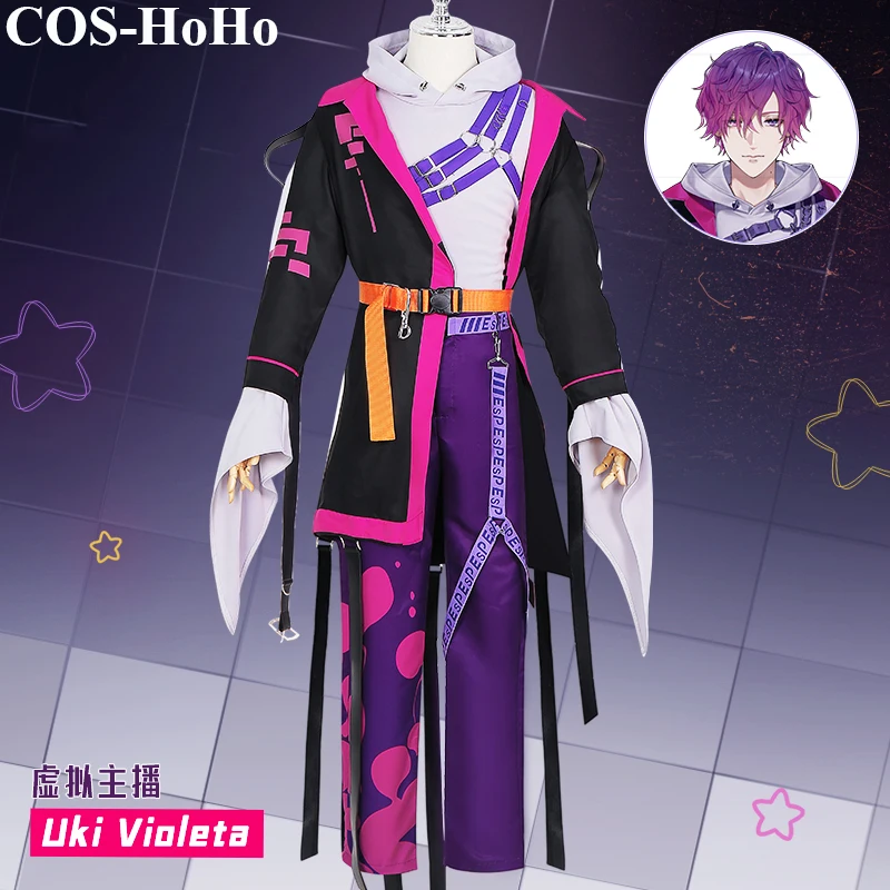 COS-HoHo Anime Vtuber Nijisanji Uki Violeta Spiel Anzug Hübsche Uniform Cosplay Kostüm Halloween Party Rolle Spielen Outfit XS-XL
