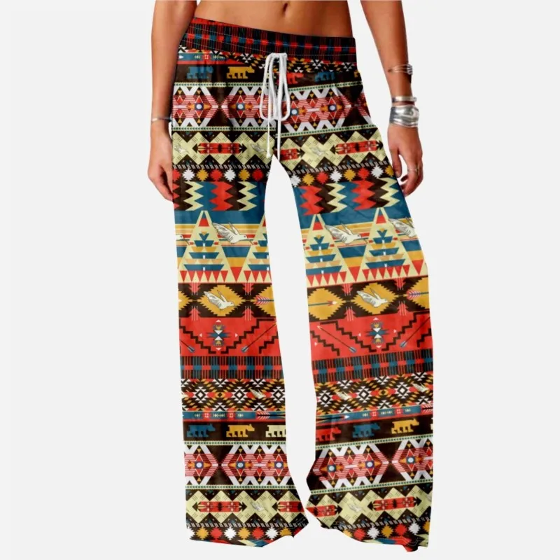 

Women's Casual Pants Medieval Retro Aztec Ethnic Style Plus Size Ladies Bottoms Loose Plus Size Wide Leg Pants y2k pants