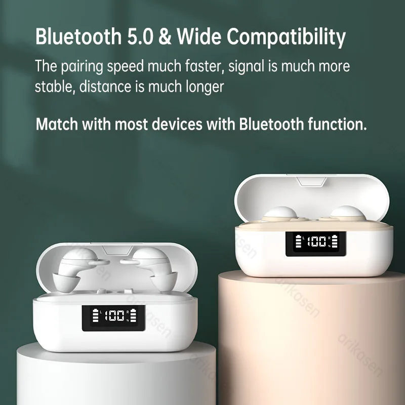 سماعات لاسلكية للأذن الصغيرة النساء TWS بلوتوث النوم سماعات الأذن مع الميكروفون الرياضة سماعات بلوتوث مع باس نوع C