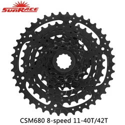 SUNRACE CSM680 8 Speed Cassette Sprocket 8V 11-40T 11-42T Freewheel for Mountain Bike for Shimano Sram Bicycle Parts