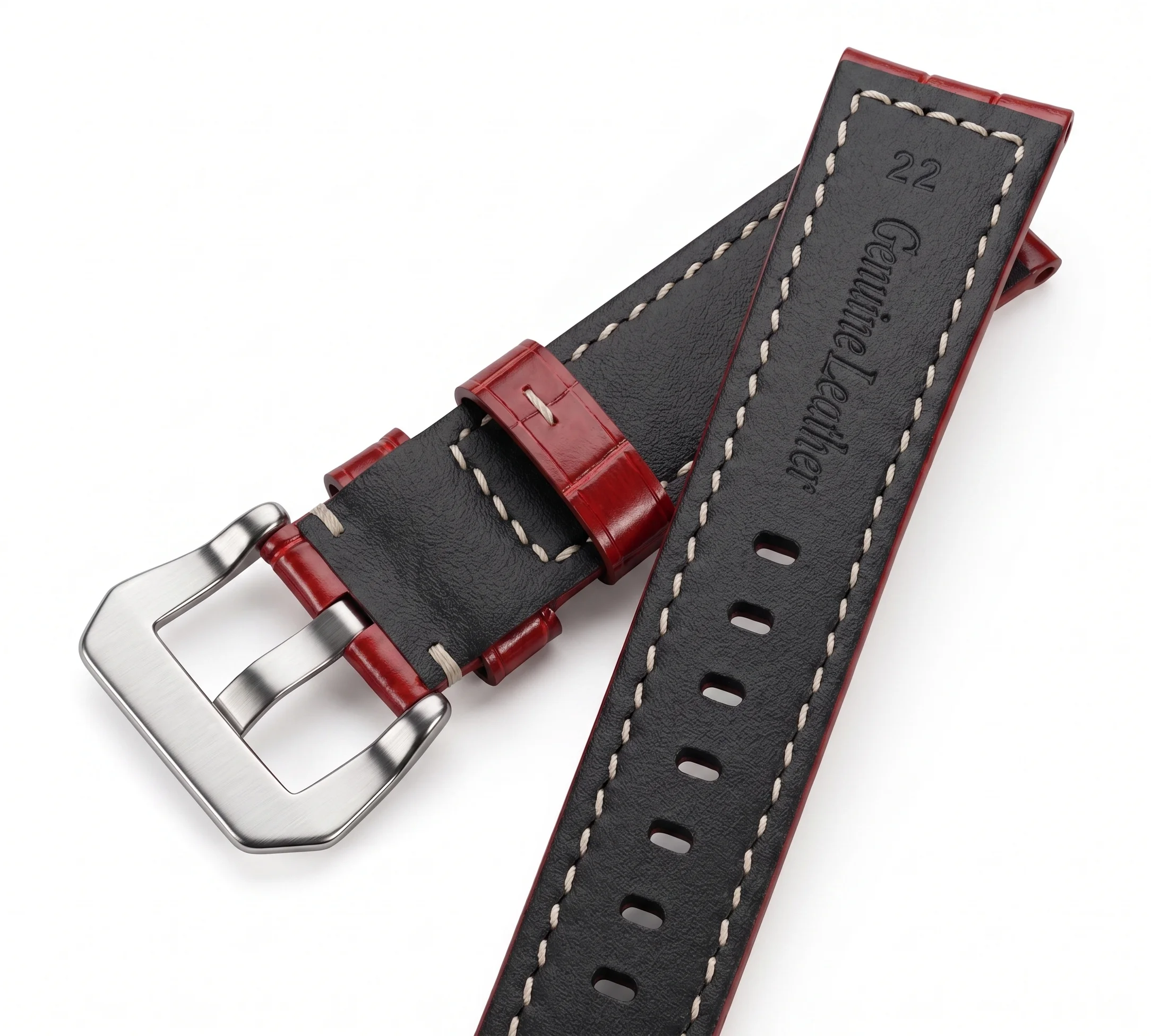 Genuine Leather Watchbands Black Brown Red Blue Green Orange Women Men Watch Strap For PAM Accessories 20mm 22mm 24mm