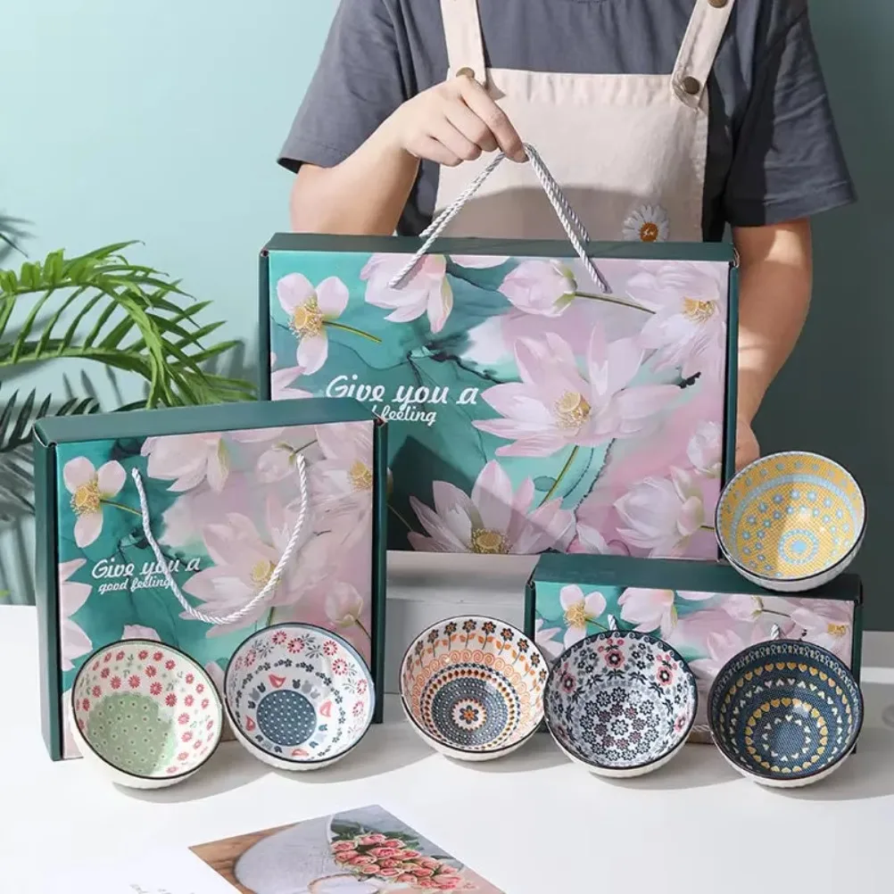 

Изысканная фигурка, набор фарфоровых мисок, десертная миска для салата, закусок, кухонная миска для лапши, посуда, подарочная коробка, безопасный для микроволновой печи, праздничный подарок