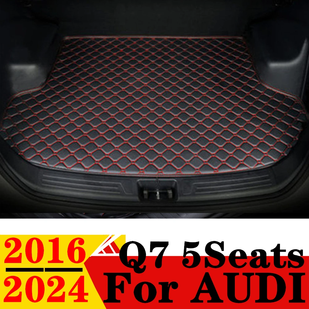 Car Trunk Mat For AUDI Q7 5Seats 2024 2019 18 2017 2016 Flat Side Rear Cargo Protect Carpet Liner Cover Tail Boot Tray Pad Parts