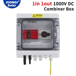Solar PV Combiner Box Waterproof Outdoor Mounted 1-in-1-out 1000V-IP65 Surge Lightning Protection DC Distribution Boxes
