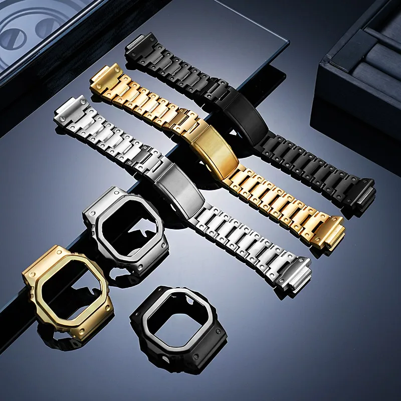 5600 5610 Mod Kit Titanium Alloy Sandblasted Case+Strap For Casio DW-5600 GWX5600 GWB5600 GW-M5610 Upgrade Watchband Bezel Parts
