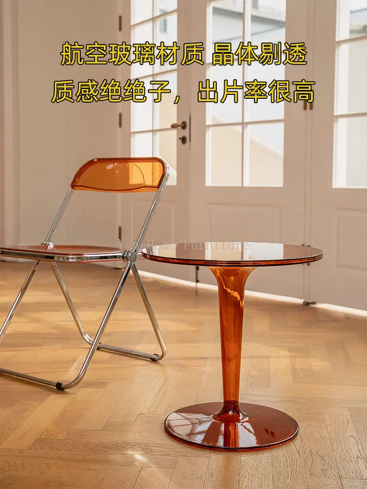 Transparent Acrylic Coffee Table Ins Small Round Bedside Table Side Table for Living Room Home Furniture Photography Props