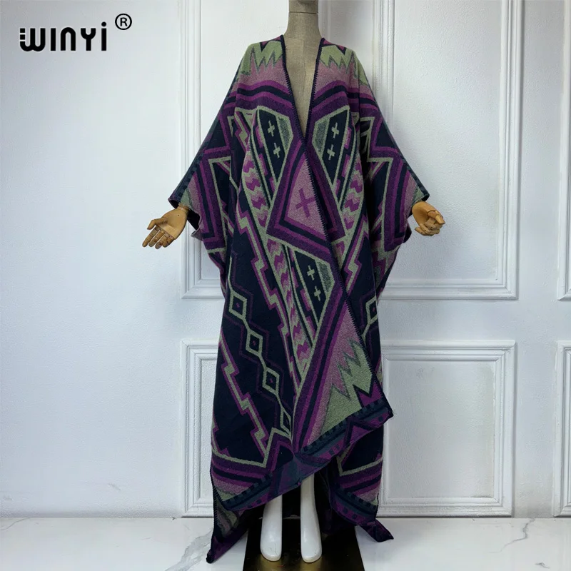 WINYI African womens coats winter maxi party dress Female abaya Autumn outfits for women cardigan Open Front Loose Kimono