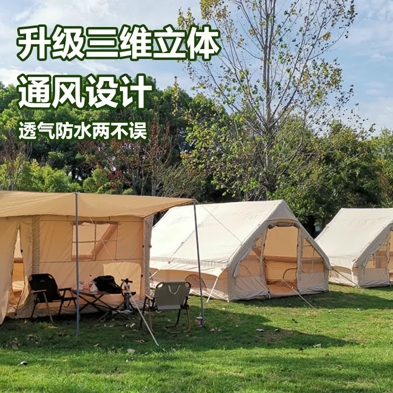 Outdoor camping tent inflatable tent cabin one room one living room camping warm thickening foldable factory cold.