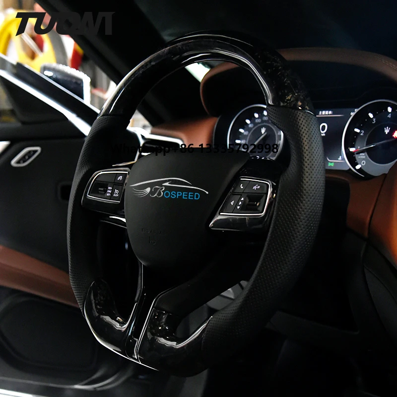 

Modified Black Perforated Leather Carbon Fiber Steering Wheel for Maserati Ghibli