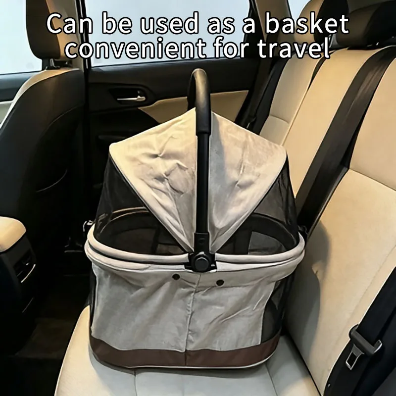 JXB PG169D Detachable 2-in-1 Pet Stroller Travel System, Foldable Dog Cat Carrier Cart With Breathable Mesh