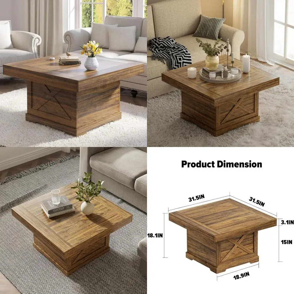 

Деревянный журнальный столик X-Design в деревенском стиле, 31,5 квадратных, для гостиной и домашнего офиса, простая сборка