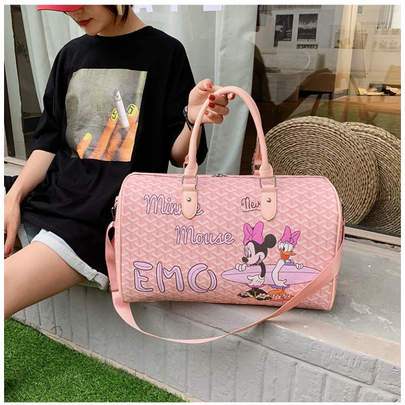 Bolso de hombro deportivo de moda con dibujos animados de Mickey de Disney, bolso de mensajero portátil ligero de viaje de gran capacidad para viaje corto