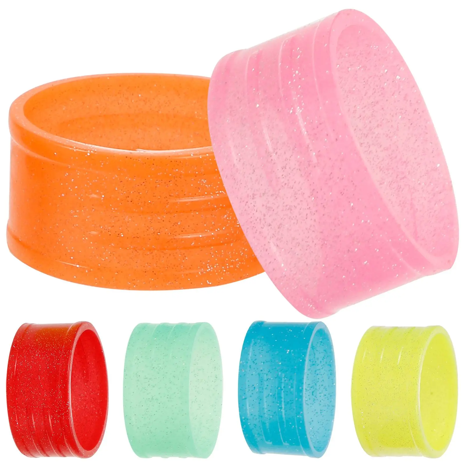 6 Pcs Tennis Racket Sealing Rings Badminton Overgrips Elastic Reusable Shock Absorber Lightweight Sky Green Red
