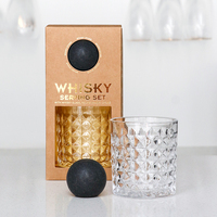 BespritGift Whisky Chilling Stones Gift Set with 350ml Glass - Unique Bar Accessories Whisky Glass for Men Birthday Dad Present