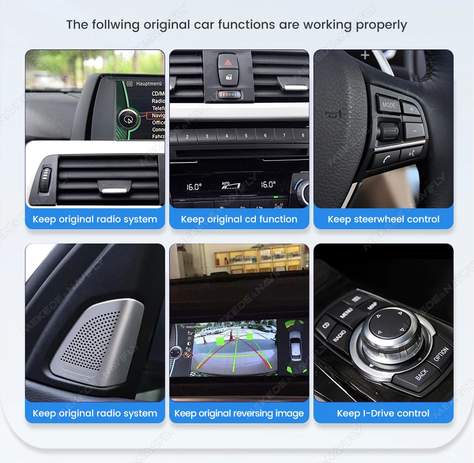 MEKEDE 8,8-Zoll Wireless CarPlay Android Auto Multimedia GPS-Navigationssystem für BMW 3/5er Serie E60 E61 E63 E64 E90 E91 E92 E93 QLED-Bildschirm 4K-Videoplayer Autoradio – Detail 8