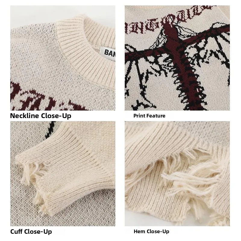 

Loose Men's Knitted Sweater Cross Design k Sle plus Size Trendy Brand Street Faion Autumn Winter Baseball Collar Long ...