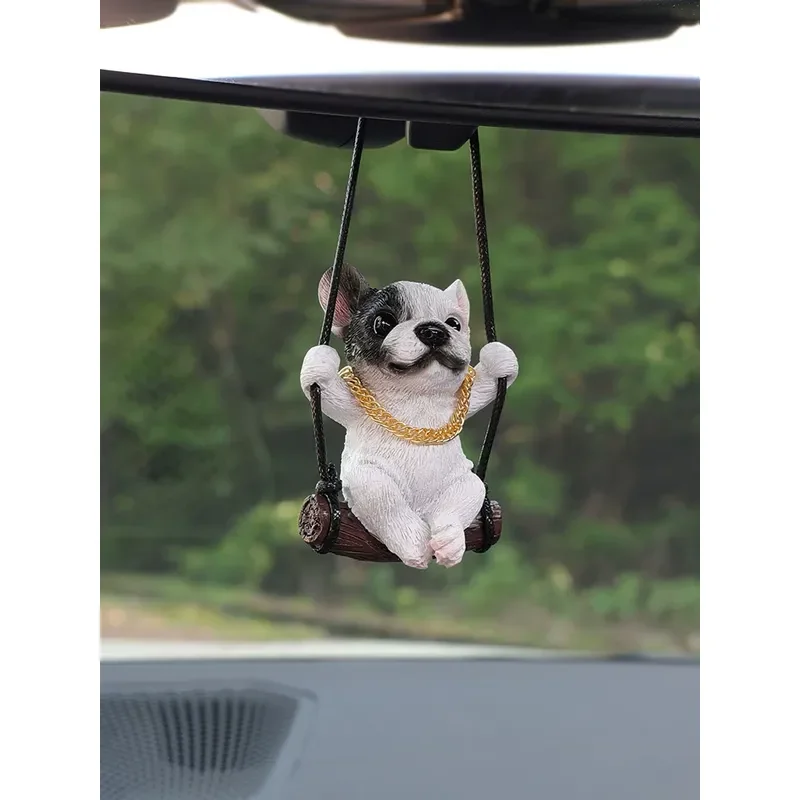 Car Puppy Pendant 2026 Internet Celebrity French Bucket Car Rearview Mirror Pendant Premium Car Hanging Jewelry