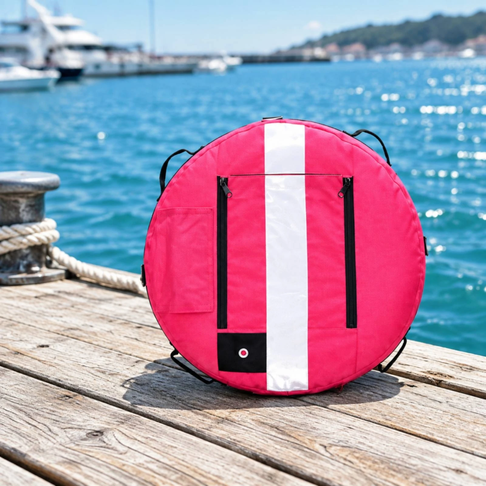 Diving Surface Marker Buoy Foldable Marine Signaling Buoy Circular for Divers, Open Water Activities, Boating