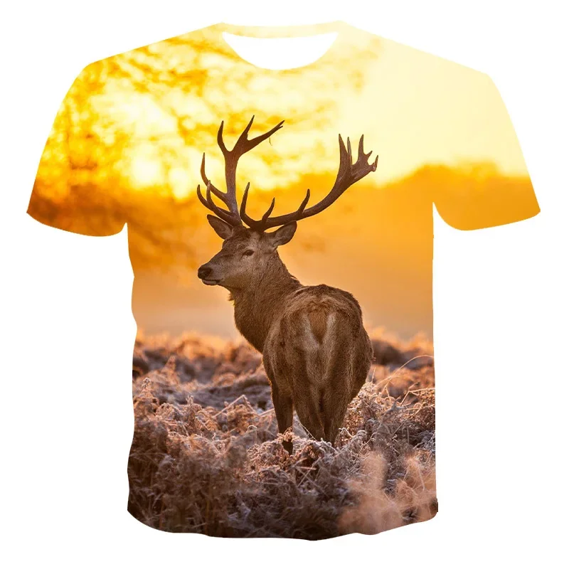 

New Summer Men's Women's Children's Casual Hip-hop Street Animal Deer 3d Printing T-shirt Sports Breathable Light Fitness Top