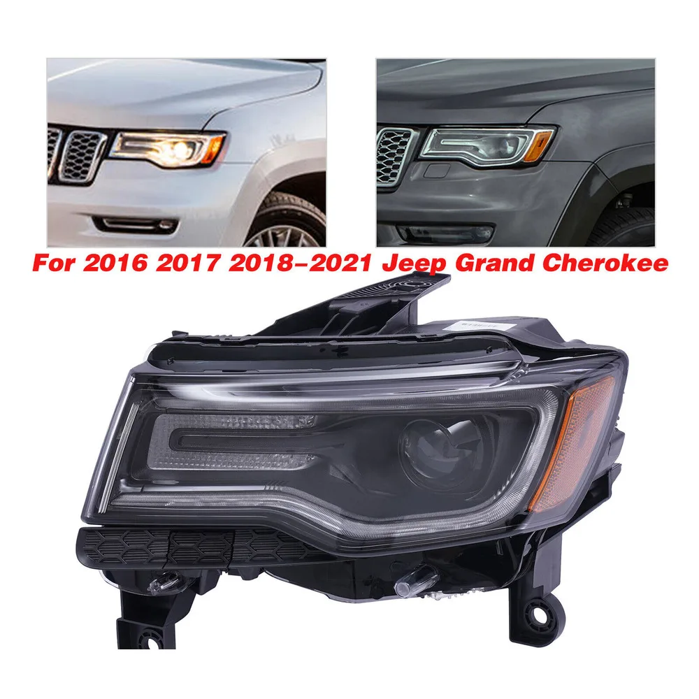 

Driver Side Headlight Durable Left Side HID Xenon Headlamp Fits For 2016-2021 Jeep Grand Cherokee LH Black NEW