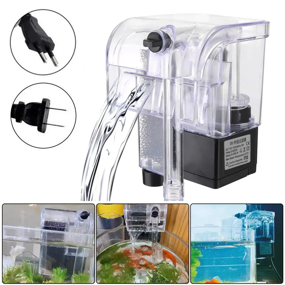 Water Purifier Mini Aquarium Filter for Aquarium Fish Tank Filter 110V US 220V EU Plug External Hang Up Filter Water Pumps