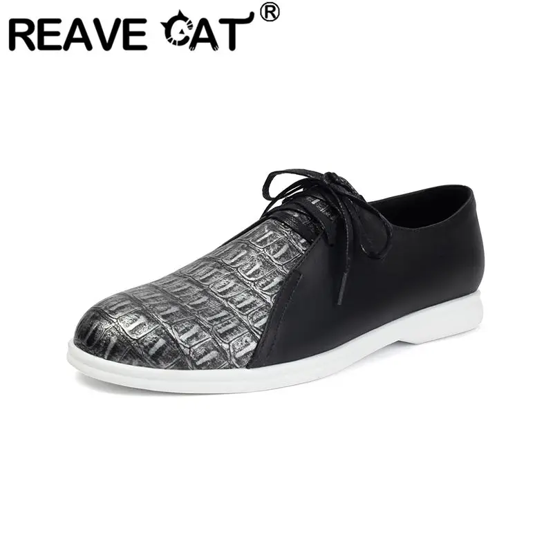 

Мужские и женские туфли REAVE CAT Silver, унисекс, на плоской подошве, с круглым носком, на шнуровке, разноцветные, большие размеры 46, 47, 48, мягкая повседневная обувь для мужчин и женщин