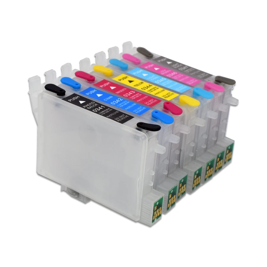 T0341-T0348 7 or 8Colors Refillable Ink Cartridge With ARC Chips For Epson Stylus Photo R2100 R2200 2100 2200 Printers