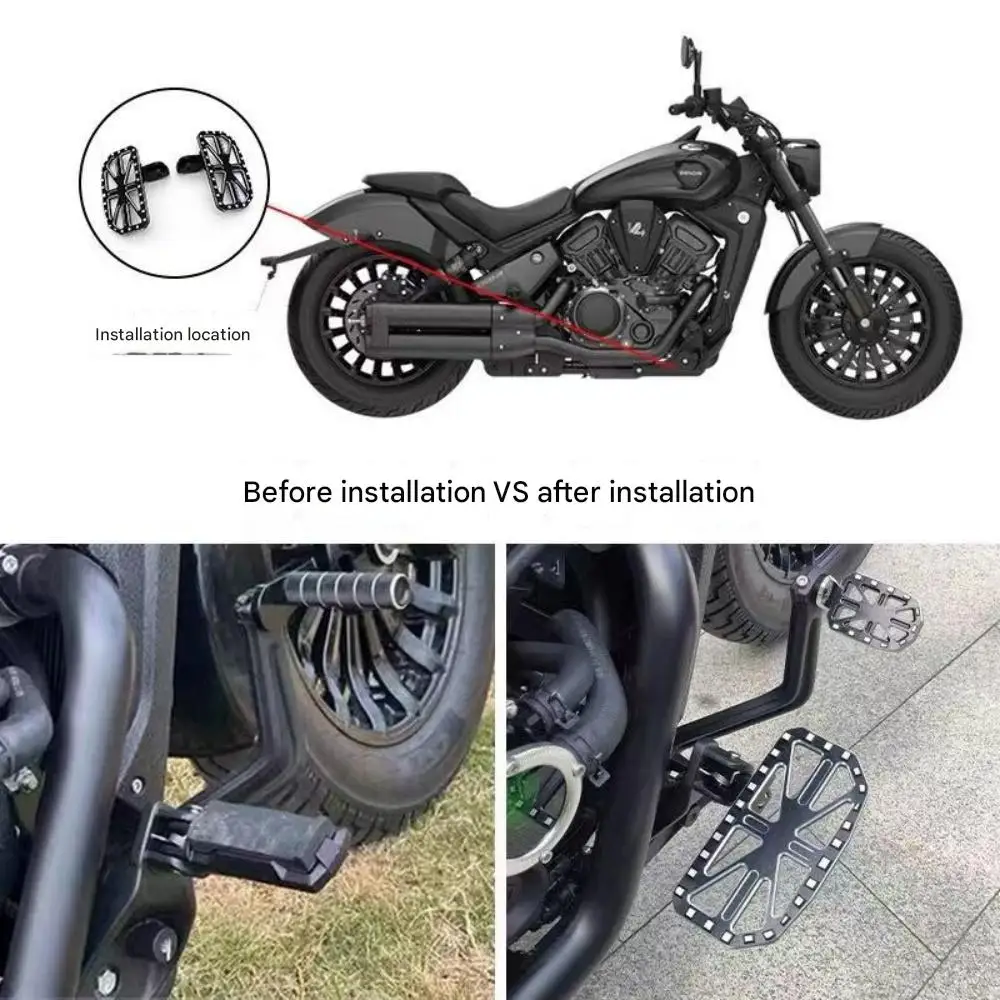 For Benda Napoleon 450 Front Rear Footpegs, Pillion Passenger Footrests Non-slip widened Mod Parts