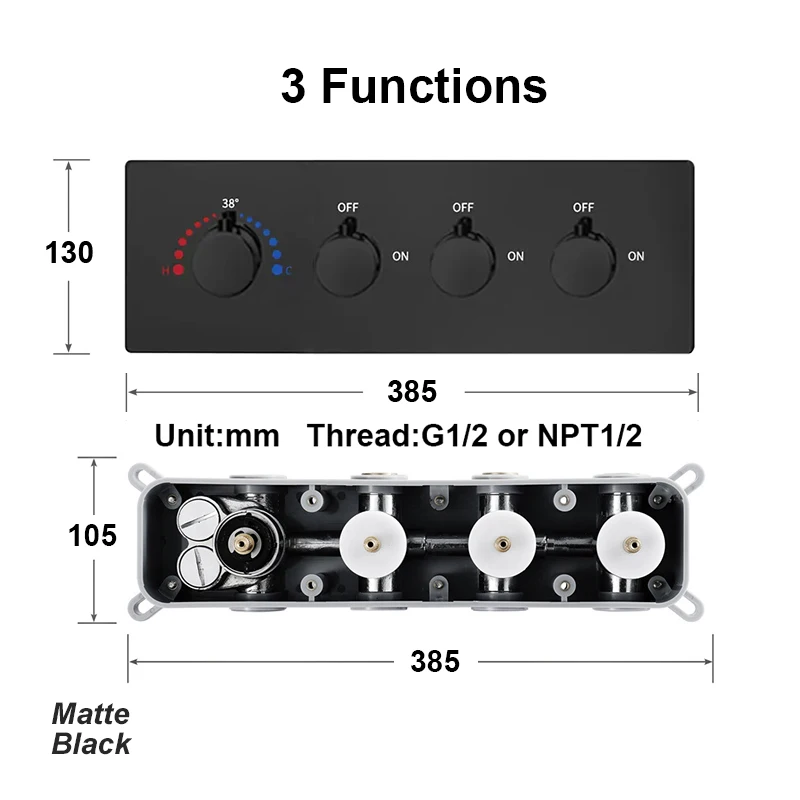 Qlonn Verborgen Thermostatische Mengkraan Messing, Slimme Badkamer Kraan Voor Douche Set Wandmontage Douche Omstelling DIY Kleur/Functie