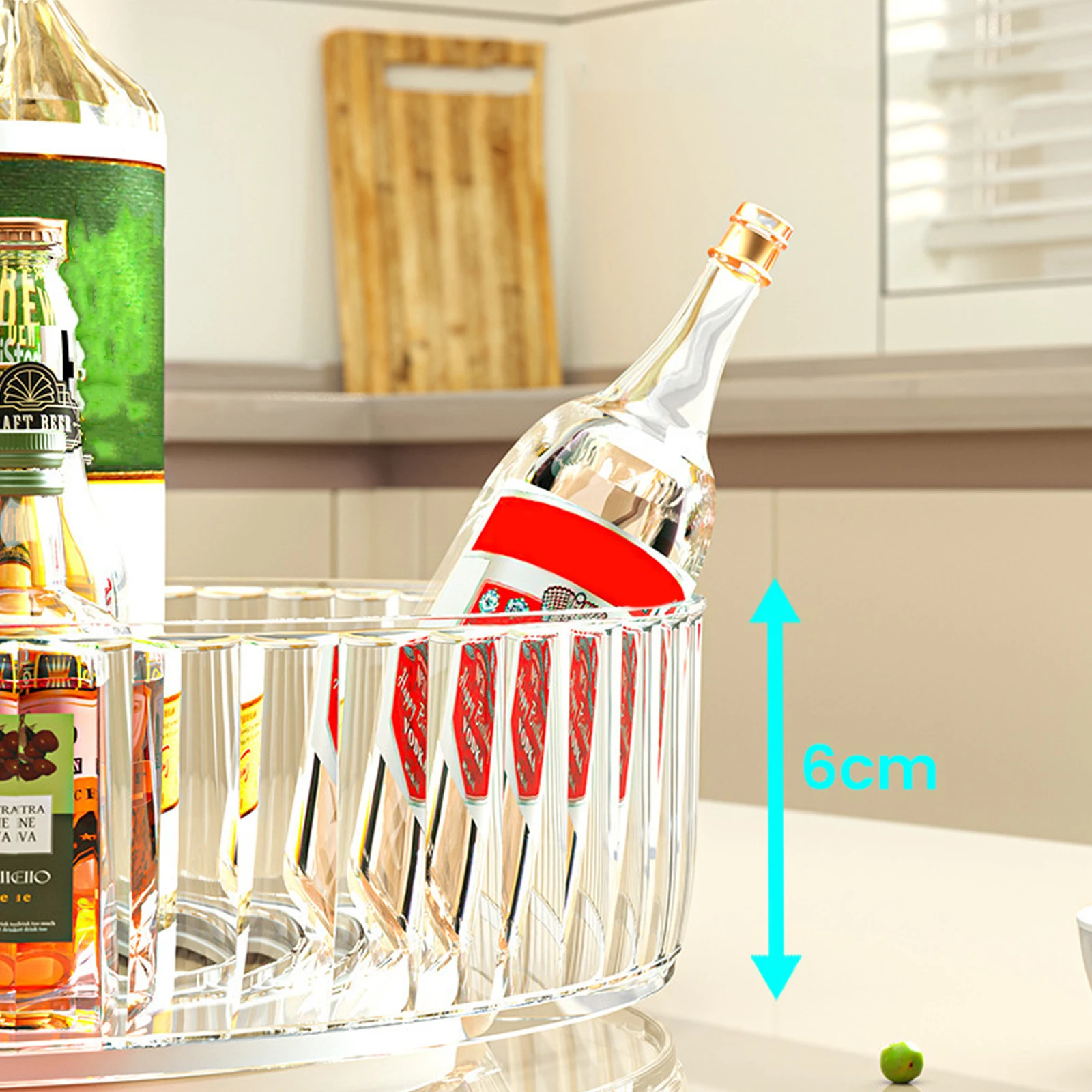 

Rotating Storage Tray Multifunctional Rack Transparent Kitchen Bathroom Organizer Countertop Spice Rack PET PE Stainless Steel